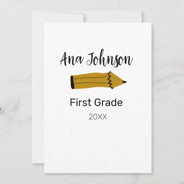 Convite Lápis de volta às aulas adicionar nome série turma (Frente)