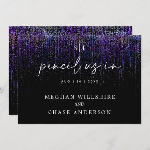 Convite Lápis Modernos Em Glitter Roxo Edgy