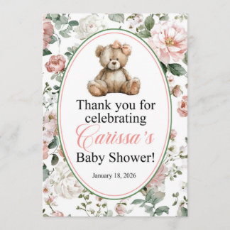 Convite LAQUITA teddy bear Baby Shower sign for Carissa