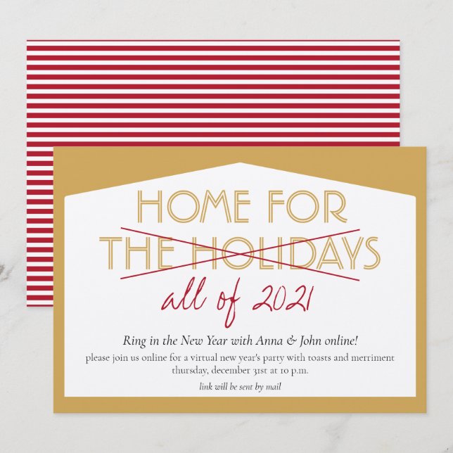 Convite Lar Para As Festas De Fim De Ano Festa Engraçada D (Frente/Verso)