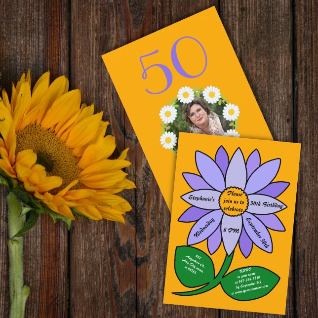 Convite Laranja 50º Aniversário Simples (Criador carregado)