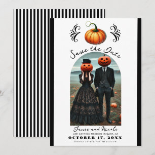 Convite Laranja Abóbora Halloween Outono Foto Salve a Data