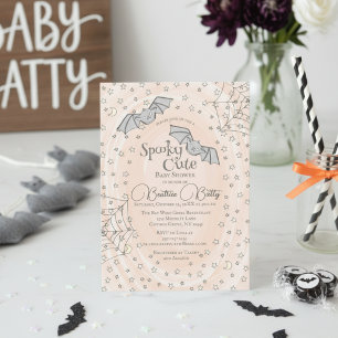 Convite Laranja Bats Spooky Chá de fraldas Bonito
