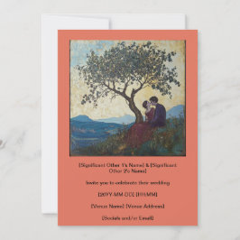 Convite Laranja Casal Innu apaixonado beijando o nariz Con