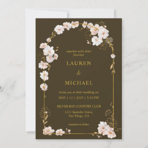 Convite Laranja Castanho Personalizado arredondado por Cas