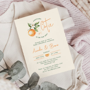 Convite Laranja Cítrico Casal Pequeno Cutie Bebê Sprinkle