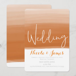 Convite Laranja Coral Melão Aquarela Casamento Glam Modern