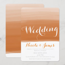 Convite Laranja Coral Melão Aquarela Casamento Glam Modern