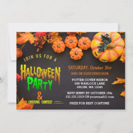 Convite Laranja do preto do partido do traje do Dia das