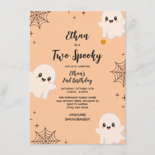 Convite Laranja Dois Assustador CuteGhost Halloween 2º Ani