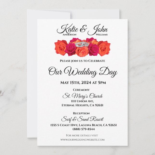 Convite Laranja e Brilhante-Rosa e Brilhância (Frente)