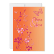 Laranja e cor-de-rosa com borboletas convidam