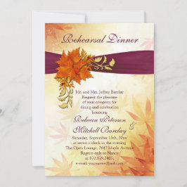 Convite Laranja e ouro Folhas autóctones Janto de ensaio