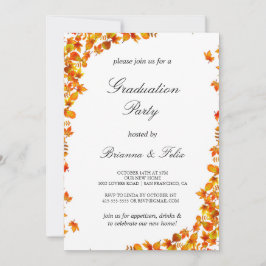 Convite Laranja Elegante e Festa de formatura Floral Amare
