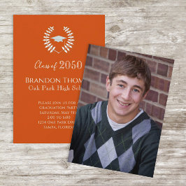 Convite Laranja Elegante Simples e Moderno Formando de Fot