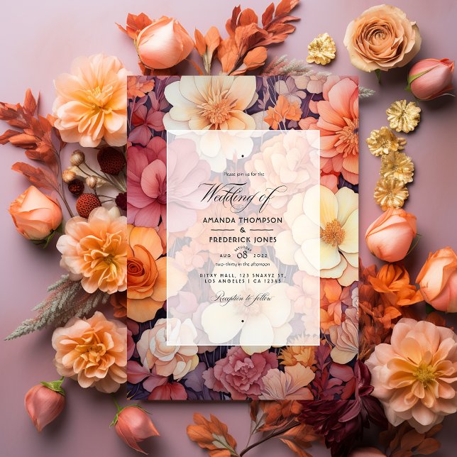 Convite Laranja enferrujado, rosa empoeirado e casamento f (Criador carregado)