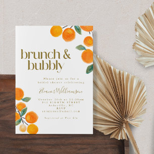 Convite Laranja Fruta Cítrica Chá de Noiva Brunch Espumant
