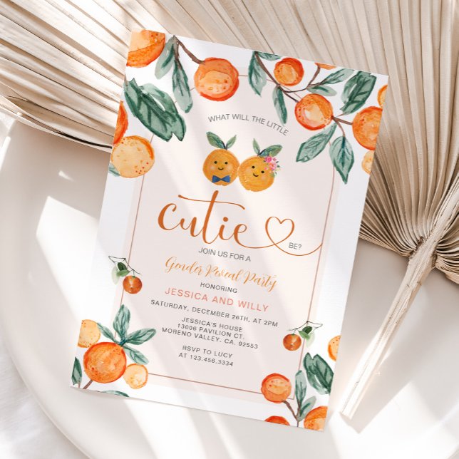 Convite Laranja Gênero Revelação O que será a pequena graç (Criador carregado)