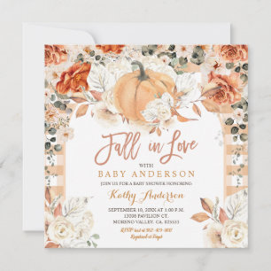 Convite Laranja Ivory Pumpkin Chá de fraldas Cai no Amor