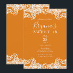 Convite Laranja Manga Renda Branca Festa Elegante Doce 16<br><div class="desc">Personalize para qualquer evento</div>