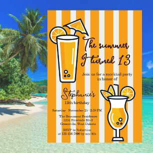 Convite Laranja O Verão Em Que Fiz 13 Anos Mocktail Aniver