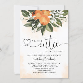 Convite Laranja Parecia Um Pequeno chá de fraldas Cutil
