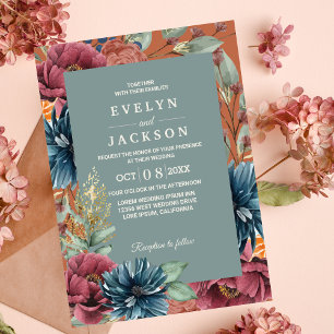 Convite Laranja queimada e sábio Casamento Russo Moderno