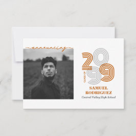 Convite Laranja Queimada Retro Grande Números Classe de Fo