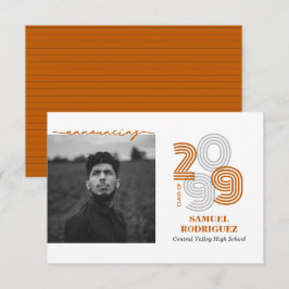 Convite Laranja Queimada Retro Grande Números Classe de Fo