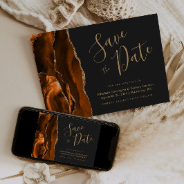 Convite Laranja Queimado Moderno Salve a Data em Ágata Dou