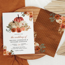Laranja Queimado Terroso Floral Casamento de Abóbo