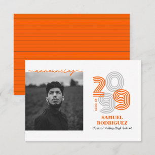 Convite Laranja Retro Grande Números Classe de Foto