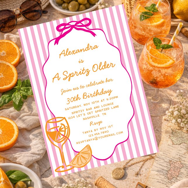 Convite Laranja Rosa Um Spritz Mais Velho Spritz de Aperol (Criador carregado)