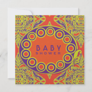 Convite Laranja, roxo e Limão, Damask Dapático