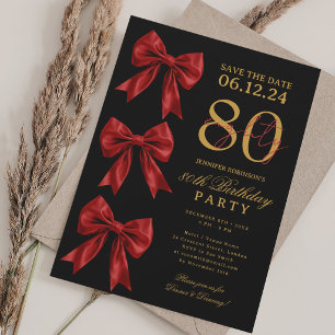 Convite Laranja Save Date 80º Aniversário Preto