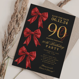 Convite Laranja Save Date 90º Aniversário Preto