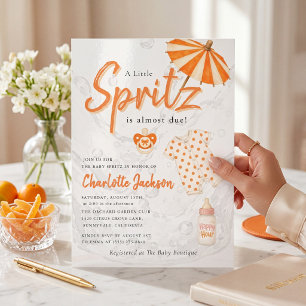 Convite Laranja Spritz Bolinhas de Bebê