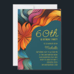 Convite Laranja Teal Moderna Retro Psicodélico 60º Anivers<br><div class="desc">Faça 60 sentidos com este vivo convite de aniversário com abstrato florais em cores quentes e energéticas. O layout de onda e a sofisticada combinação de fontes criam uma apresentação moderna,  mas graciosa,  para seu evento de marco. Uma maneira perfeita de honrar uma vida cheia de cor e espírito.</div>