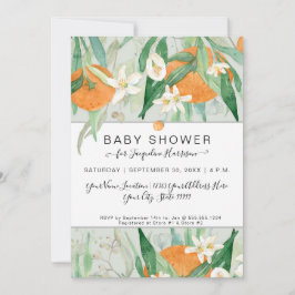 Convite Laranja Um Pequeno Chá Eucalyptus Aquarela