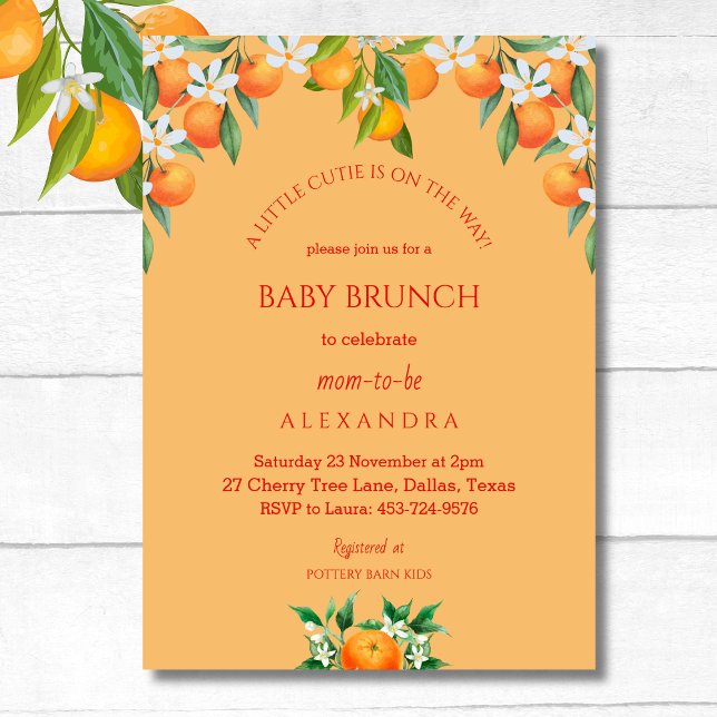 Convite Laranja Um Pequeno Citrus Baby Brunch (Criador carregado)