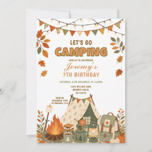 Convite Laranja Vamos Fazer Acampamento Aniversário Aventu