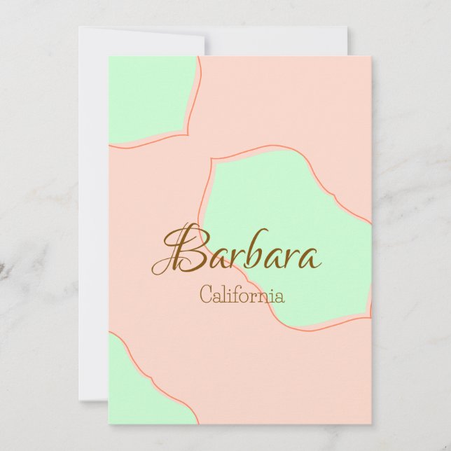 Convite Laranja verde pastel boho adicionar nome lugar rús (Frente)