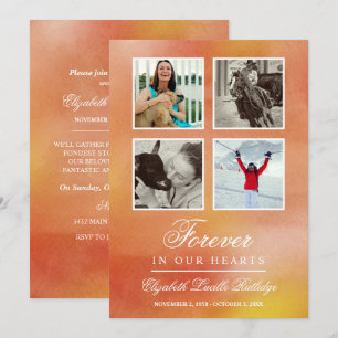 Convite Laranja Vibrante - Para Sempre Em Nossos Coraçõe