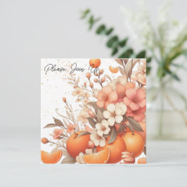 Convite Laranjas e Flores Cítricas Doces Neutras