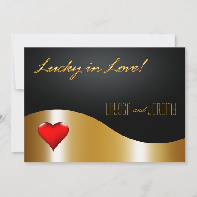 Convite Las Vegas Lucky in Love Wedding/black (Frente)