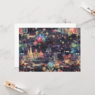Convite Las Vegas Natal e Ano Novo em Aquarelas