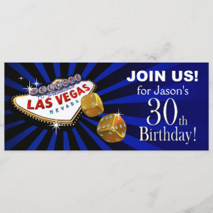 Convite Las Vegas Starburst 30º Aniversário azul dourado p