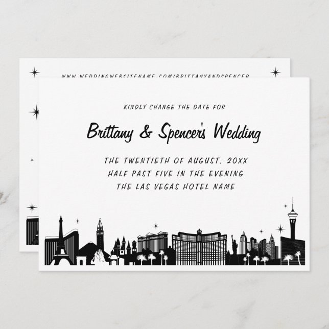 Convite Las Vegas Strip Skyline Alterar a Data (Frente/Verso)