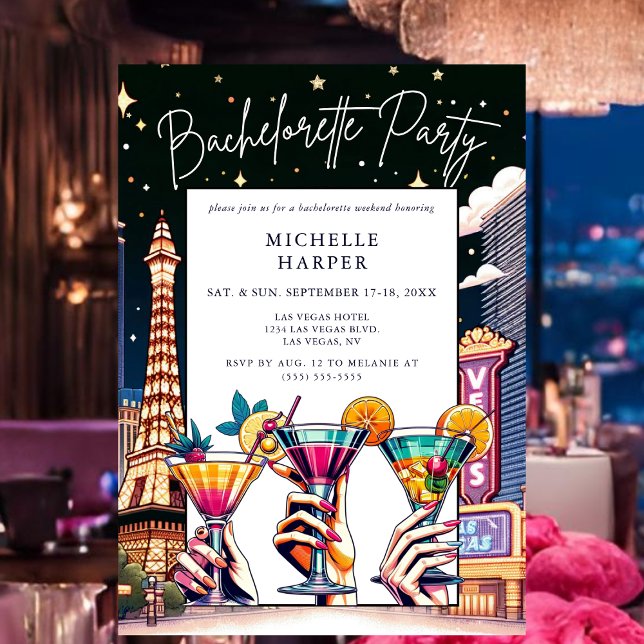 Convite Las Vegas Themed Festa de solteira (Vegas Themed Bachelorette Party Invitation.)