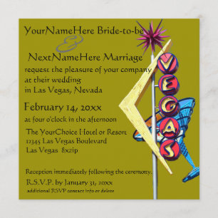 Convite Las Vegas Wedding and Reception Olive Green